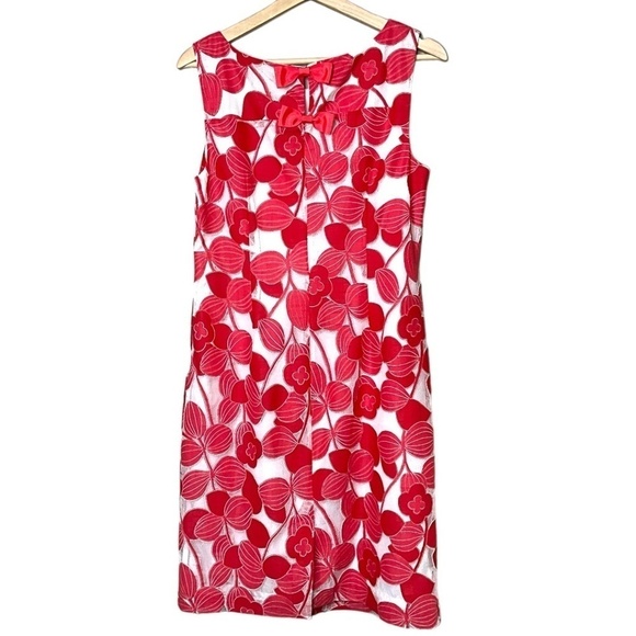 TALBOTS Floral Lace Sheath Dress Cotton Blend Lace over White Lining US Sz 8 - Picture 5 of 11